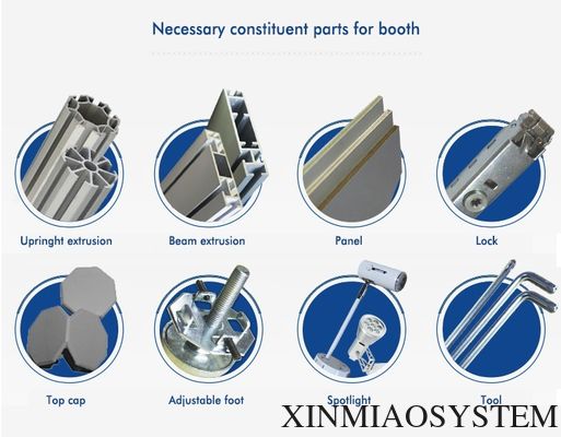 3X3 Shell Scheme Stand(built by upright extrusion,beam extrusion,panels, tension lock)