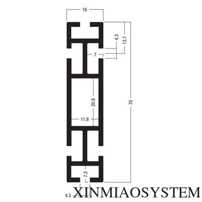 Z160 70x16MM Beam Extrusion,6 groove 4.3MM ,Aluminum equipmen suit for tension lock