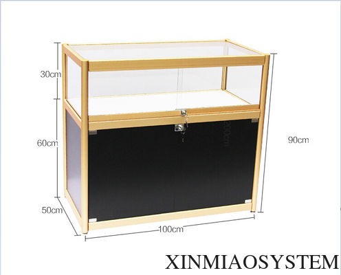 1000mm(W) Glass Display Cabinet with storage, Aluminum Double Door Glass Display Cabinet with storage Top showcase