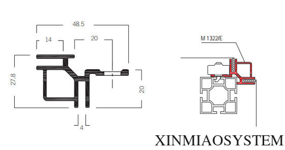 M1322 Out Conner Adaption Profile of 40-80-100MM Maxima system,Tension fabric aluminum extrusion