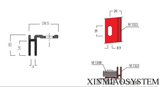 M1322 Adaption Profile of 40-80-100MM Maxima system,Tension fabric extrusion
