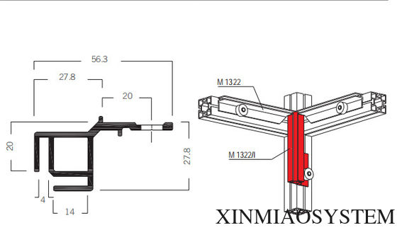 M1322 Adaption Profile of 40-80-100MM Maxima system,Tension fabric extrusion