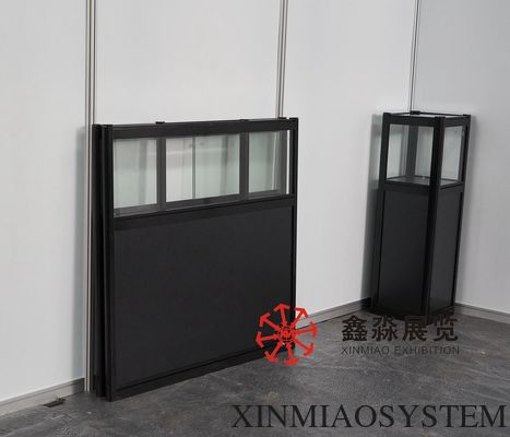 Aluminum Foldable Showcase, rentable foding cabinet for display, exhibition foding glass+aluminum+MDF panel showcase