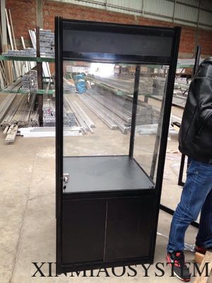 1000mm(W) Glass Display Cabinet with storage, Aluminum Double Door Glass Display Cabinet with storage Top showcase